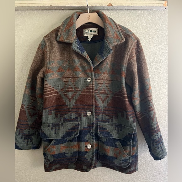 L.L. Bean Jackets & Blazers - VINTAGE LL BEAN SOUTHWESTERN AZTEC NAVAJO WOOL COAT JACKET S